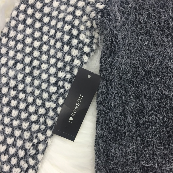 NWT I Love Ronson Fuzzy Knit Heart Gray Sweater M - Picture 6 of 8